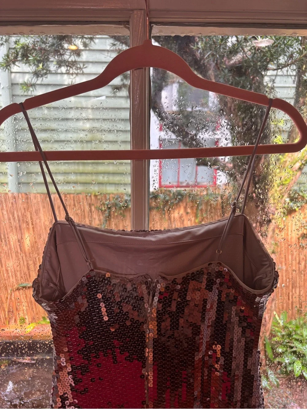 Silver Sequin Slip Dress